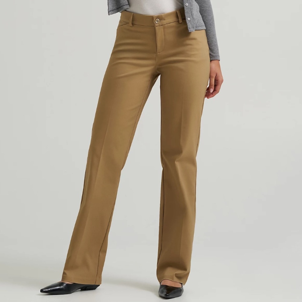 Lee No Gap Khaki Cotton And Spandex Straight Leg Pants Size 8